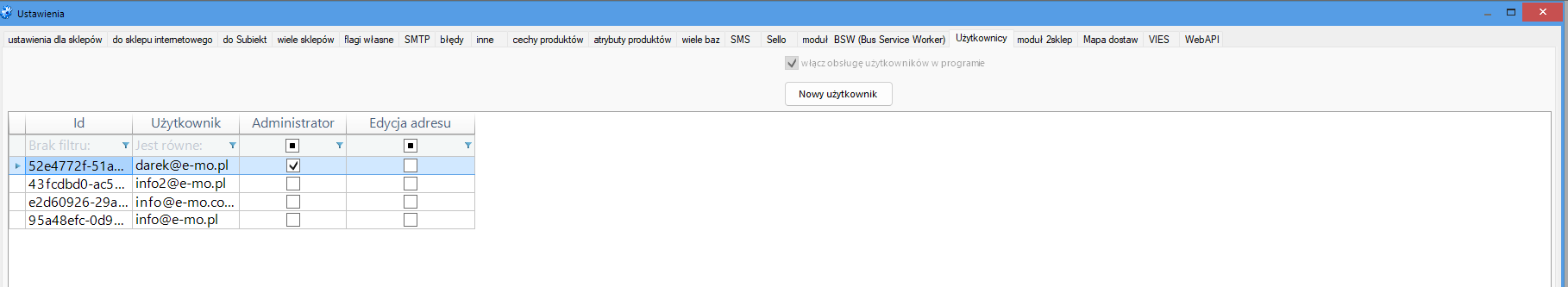 Widok użytkowników w S2S